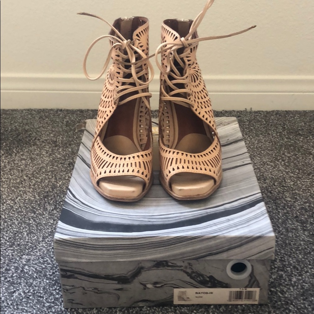 Jeffrey Campbell Nude Leather Wedges